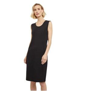 Misook XL Black Sleeveless Sheath Knit Midi Dress Minimalist Old Money Quiet Lux
